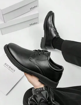 Zapatos de negocios de cuero con cordones para hombres, primavera 2026, resistentes al desgaste, versátiles, transpirables, zapatos de trabajo casual - Shein - FashionsVida