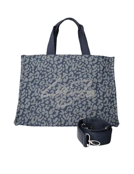 Borsa Liu Jo Accessories blu in misto cotone con stampa animalier e logo ricamato - Liujo - FashionsVida