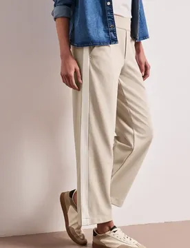 Wide Leg Hose mit Gallonstreifen female Beige