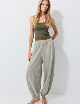 Weite karierte Hose Khaki L