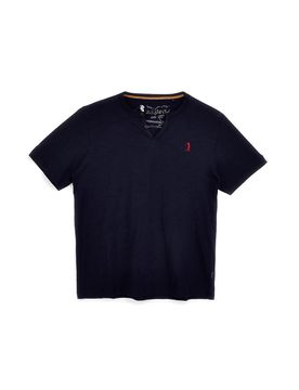 T-shirt blu con scollo serafino in cotone Us golf TS1103 L