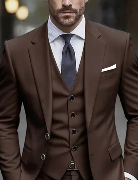 Conjunto de traje de 3 piezas para hombre, blazer, pantalones, chaleco, traje formal de moda para boda y fiesta - Shein - FashionsVida