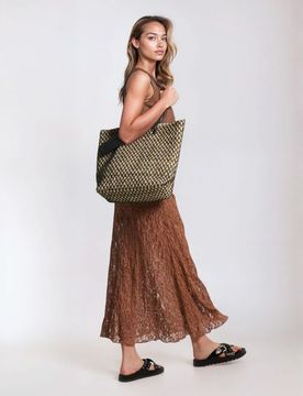Gonna midi in pizzo - beige