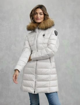 Para mujer. 25WBLDK03103 Plumífero largo con piel Kristin (M), Casual, Poliamida