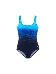 Damen Badeanzug mit Batikprint und Shaping-Effekt blau 40C W