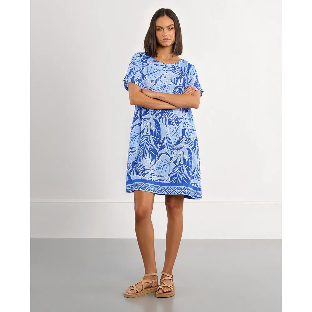 Vestido de manga corta con estampado tropical - Lili Sidonio - FashionsVida