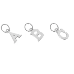 Womens Sterling Silver Classic Font Alphabet Letter Charm