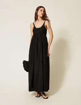 Robe longue en mousseline avec dentelle - TWINSET - FashionsVida