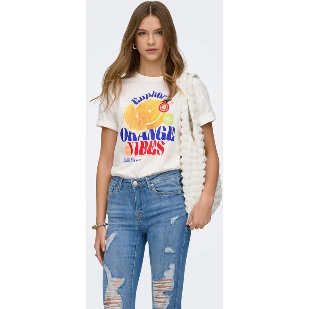 Camiseta de mujer con cuello redondo y print - Only - FashionsVida