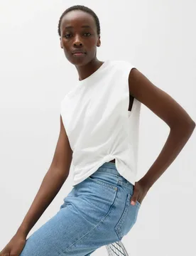 Pure Cotton Knot Detail T-Shirt Soft White female - M&S - FashionsVida
