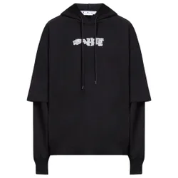 Mens Carlos Type Double Tee Black Hoodie Cotton - Size Large