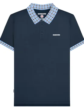 Mens Ss25 Gingham Polo Shirt (Navy) Cotton - Size 2xl - Lambretta - FashionsVida
