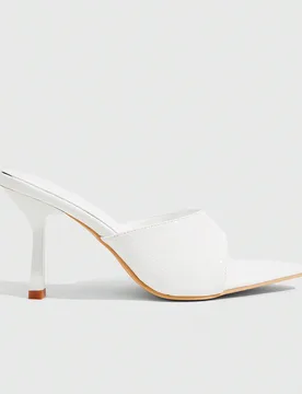 Tacones altos blancos, de punta, con relieve de piedra, para uso diario, ideal para primavera y verano - Shein - FashionsVida