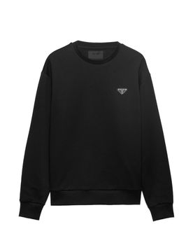 Men's ? Black Cotton Nylon Crewneck Sweatshirt