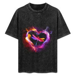 Dragonfly Watercolor Heart Art T-Shirt Plus Size Everyday Tee Shirt