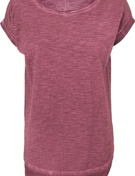 T-Shirt - Ladies Long Back Shaped Spray Dye Tee - S - für Damen - Größe S - burgund - Frauen - female - Urban classics - FashionsVida