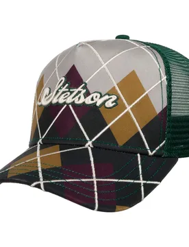 Argyle Check Trucker Cap by - mixed colours - Size: One Size - Stetson - FashionsVida