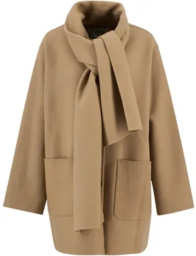 Abrigo de mujer de corte recto y cuello amplio con bufanda integrada - Barbour - FashionsVida
