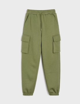 Pantaloni jogger cargo in felpa - green spruce