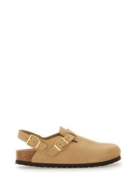 Narrow Fit Leather Sabot Sandals