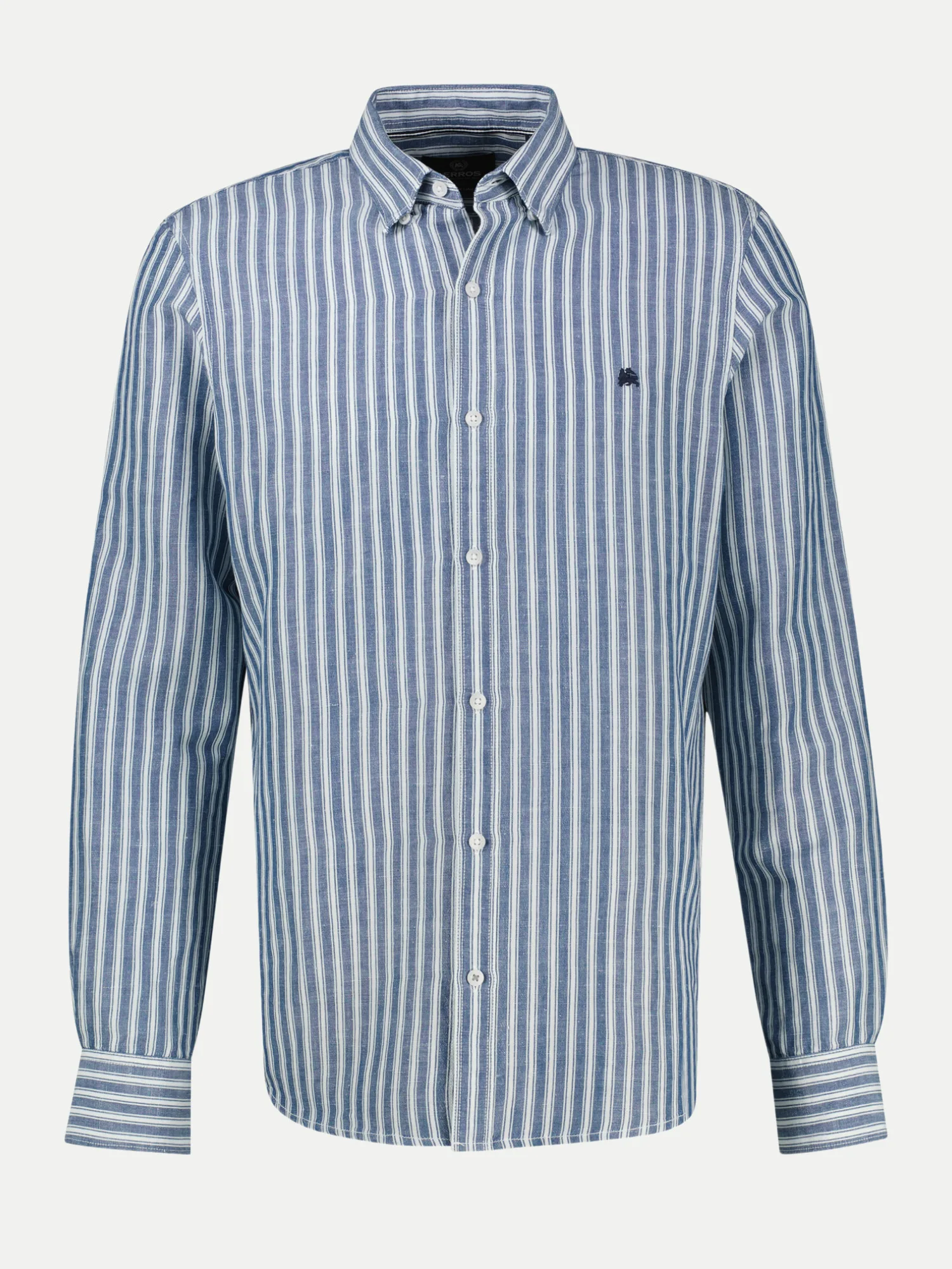 Gestreiftes Langarmhemd aus Leinen-Baumwoll-Mix Blau XL - Lerros - FashionsVida