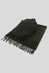 Milland Mens Herringbone Flat Cap and Scarf Set - - Size: ONESIZE