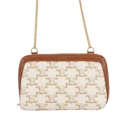 Triomphe Coated Canvas Clutch On Chain