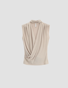 Top incrociato donna sabbia