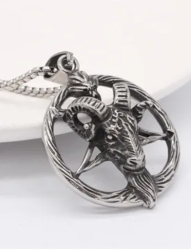 Fashionable Retro Pentagram Ram Stainless Steel Pendant Men's Necklace Stainless Steel Chains - Aliexpress - FashionsVida