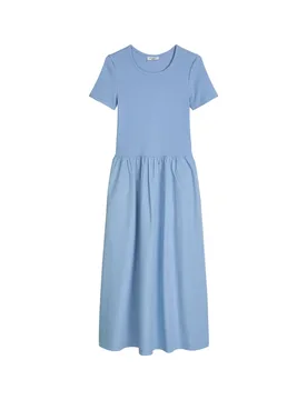 Jersey Dresse, SS, C-neck, Woven V femae - L - FashionsVida