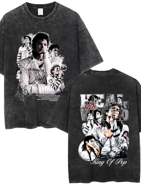 Washed Vintage Michael Jackson King of Pop Graphic T-shirt Men Women Fashion Retro Rock T-shirts Men's Punk Oversized T Shirts - Aliexpress - FashionsVida