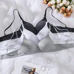 Set de 3 sujetadores inalámbricos de unicolor suaves y cómodos para dormir, ropa interior de mujer
