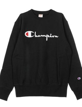 Felpa Girocollo Uomo Reverse Weave Big Logo Black