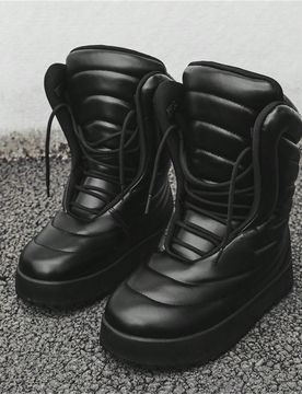 Nuevos zapatos de moda para hombre, estilo callejero estadounidense, botas de nieve de caña alta con cordones, únicos, versátiles, suela gruesa, ul