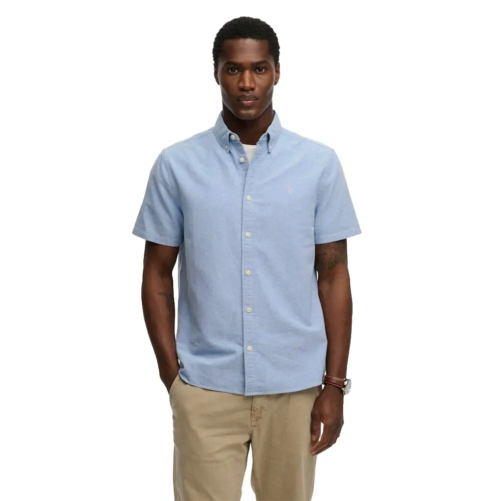 Camicia A Maniche Corte Preppy Oxford Sky Blue Chambray S - Superdry - FashionsVida