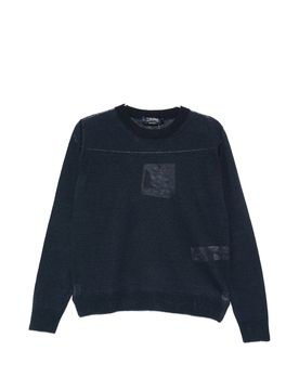 S Max Mara Embossed Logo Elbow Straight-Fit Linen Crewneck Sweater