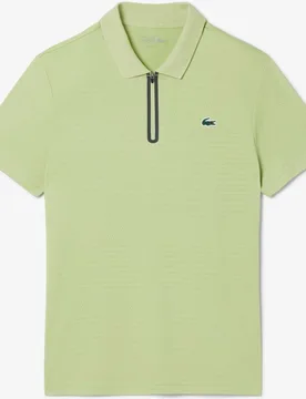 Polo de hombre de tenis de jacquard elástico Ultra-Dry en verde de manga corta - Lacoste - FashionsVida