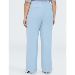 Pantalones de mujer de pierna ancha botones y cremallera