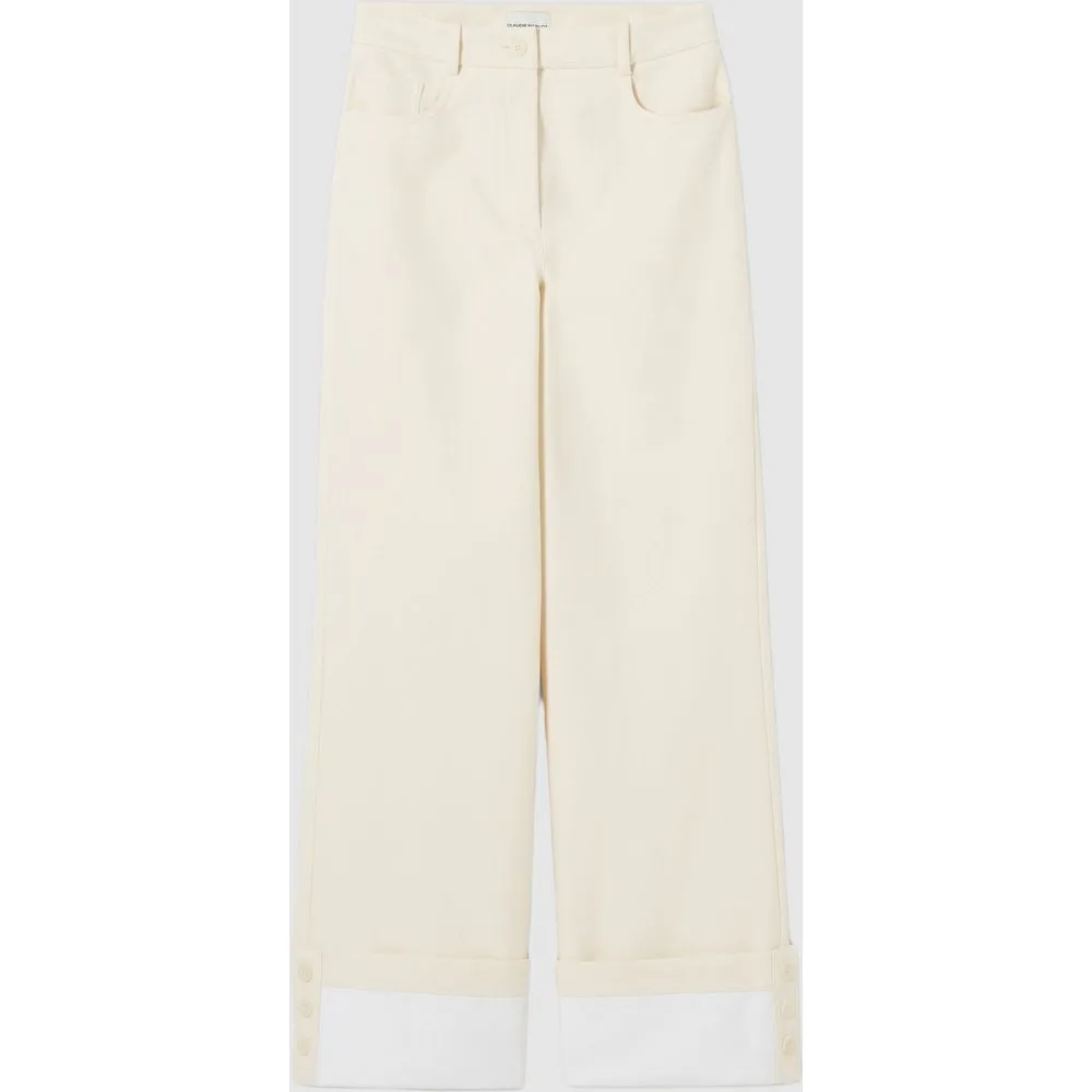 Pantalones de mujer rectos de algodón de tiro medio con dobladillo en contraste - CLAUDIE PIERLOT - FashionsVida