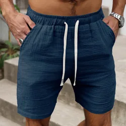 Pantalones cortos de algodón con cordón para hombre, vacaciones