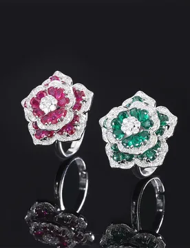 Vintage Luxury Rose Flower Wedding Ring Set for Couple Adjustable Red Water Droplet Crystal for Women Jewelry Gift To Girlfriend - Aliexpress - FashionsVida
