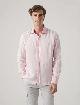 Camisa de lino de hombre corte regular lisa - Scotta 1985 - FashionsVida