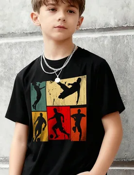 Camiseta de cuello redondo de manga corta con estampado informal para niños preadolescentes, top de verano - Shein - FashionsVida