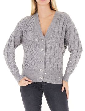 Cardigan scollo V GRIGIO S