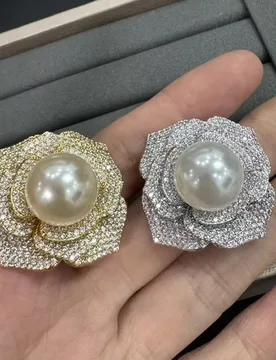 Fashion shiny cubic zirconia earrings for women jewelry gala event dinner party gold silver color flower rose opening ring gift - Aliexpress - FashionsVida