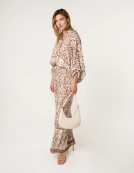 Printed Elasticated Trousers - S/M / MOCHA - female