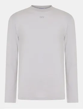 Mens Off White Crew Neck Long Sleeve Jersey T-Shirt In Light Stone - Size X-Small - OFF-WHITE - FashionsVida