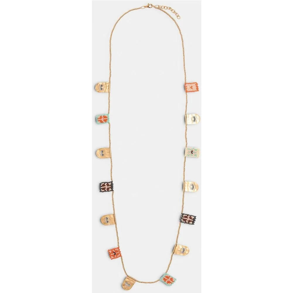 Collar largo con cuentas y abalorios decorativos - Parfois - FashionsVida