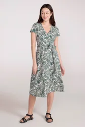 Santorini Womens Midi Wrap Dress - Green - Green - Size: 18