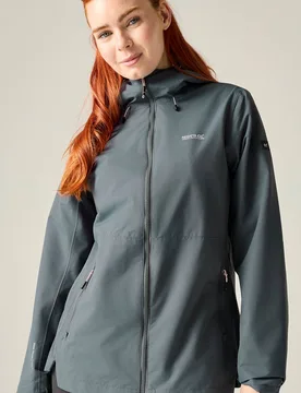 Women's Hamara IV Hooded Waterproof Jacket in Dark Grey Size: 24 - Dark Grey - Size: 24 - Regatta - FashionsVida